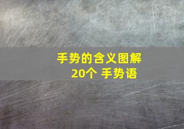 手势的含义图解 20个 手势语